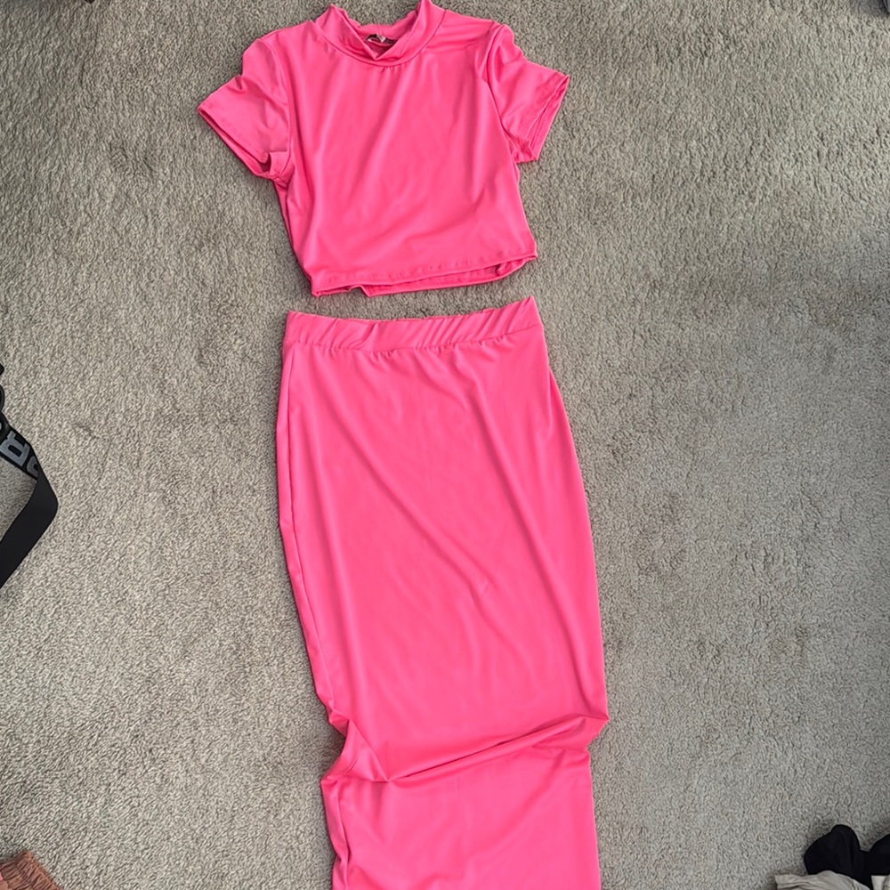 🔟DEAL…Fashion Nova Pink and Orange Maxi Pencil Skirt Set